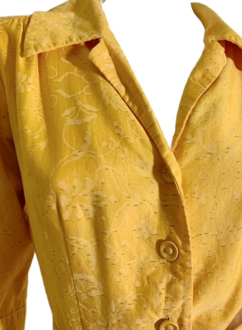 The Yellow Wallpaper Filigree Design Silk Shirtwaist Dress circa 1960s