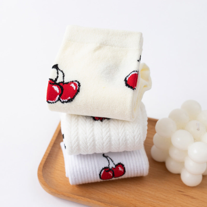 Summery Sweet Cherry Design Ankle Socks 4 Styles