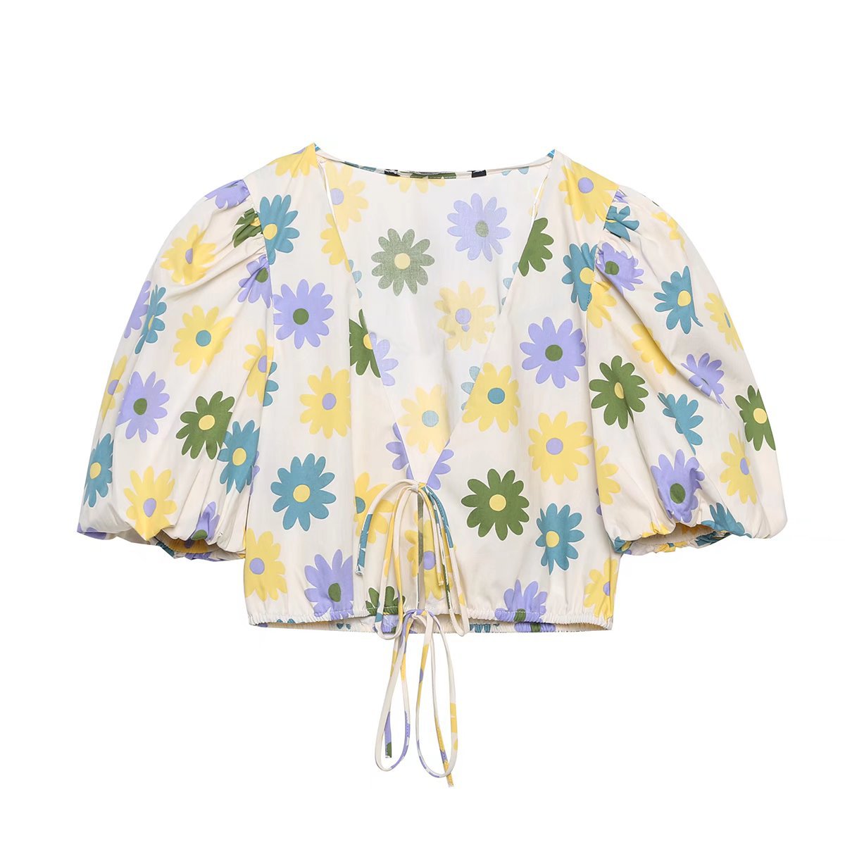 Flower Power Tie Front 1960s Style Blouse