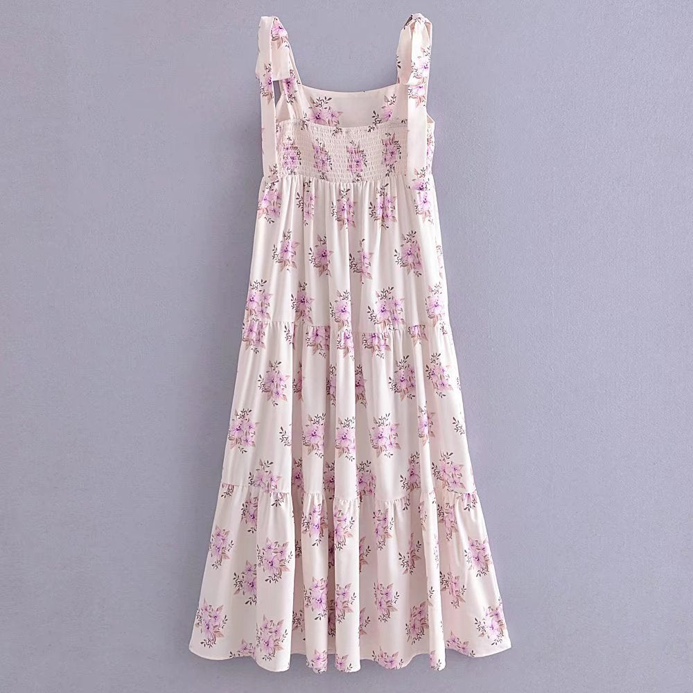 Pink & Lilac Floral Print Sun Dress