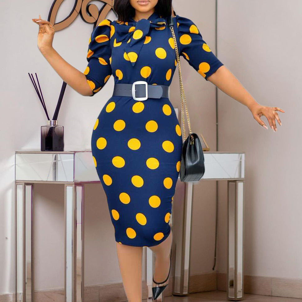Sassy 1950s Style Polka Dot Dress with Bow 2 Colorways S-3XL