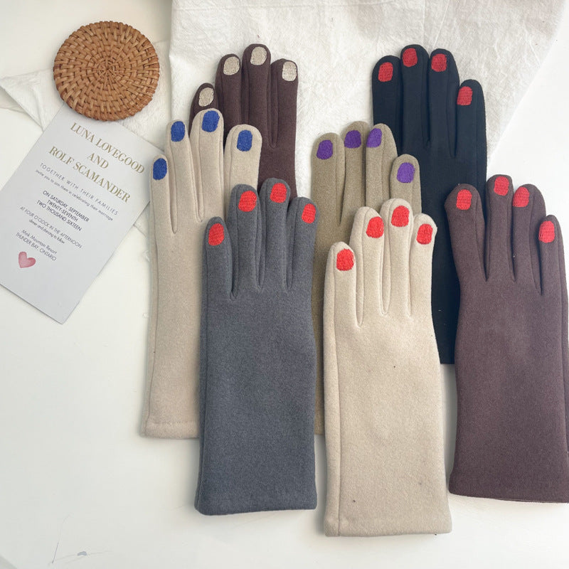 Schiap Style Painted Fingernails Embroidered Gloves (Some with Rings!)