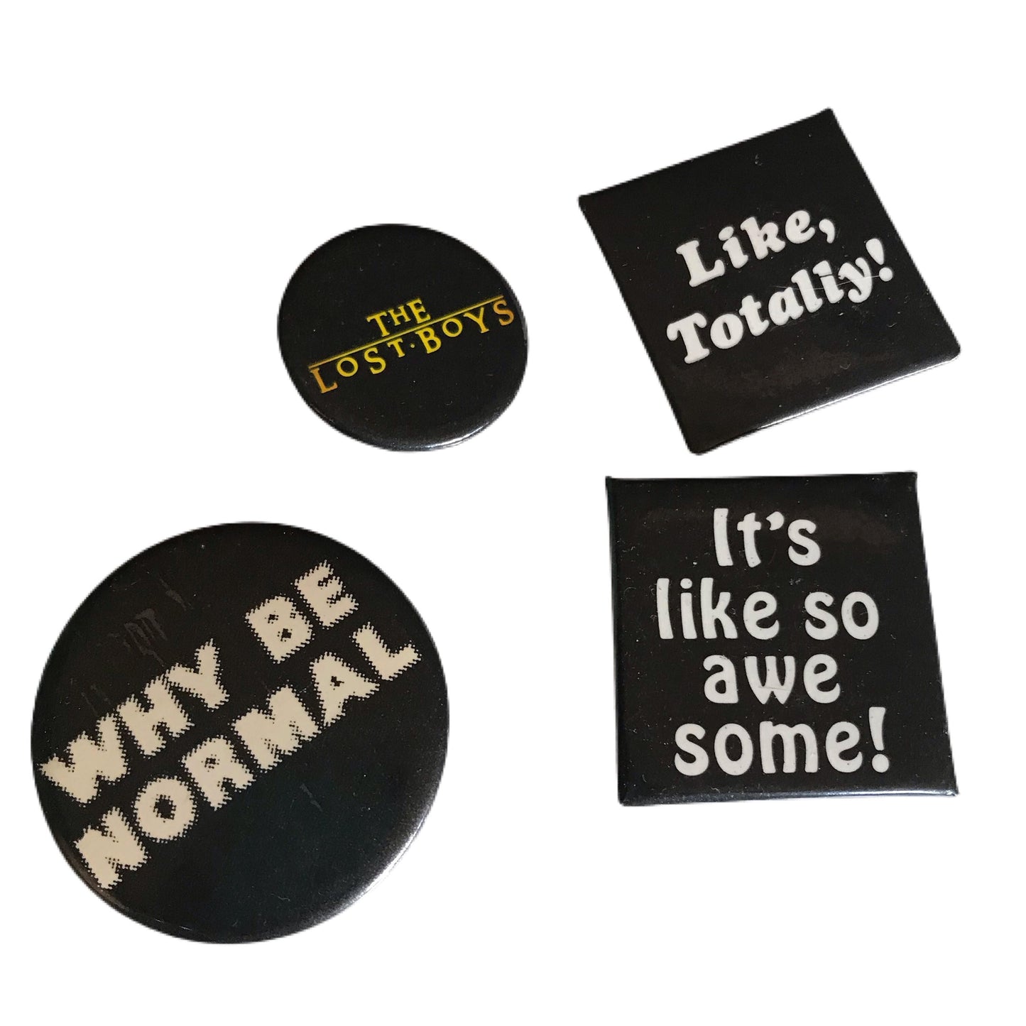 80s Catch Phrases + Lost Boys Pin Button Collection circa 1980s