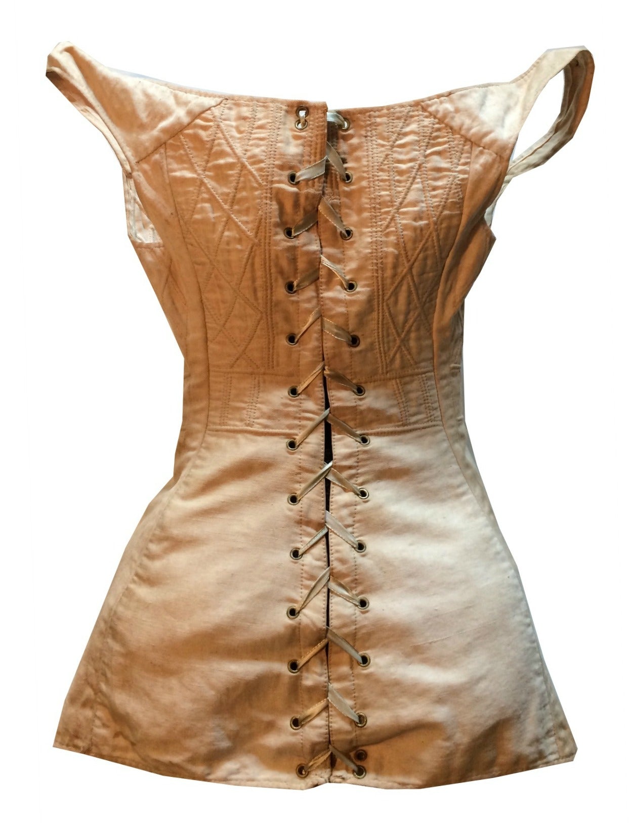 Candlelight Silk Regency Style Wedding Dress, Bodice and Corded Corset circa 1828