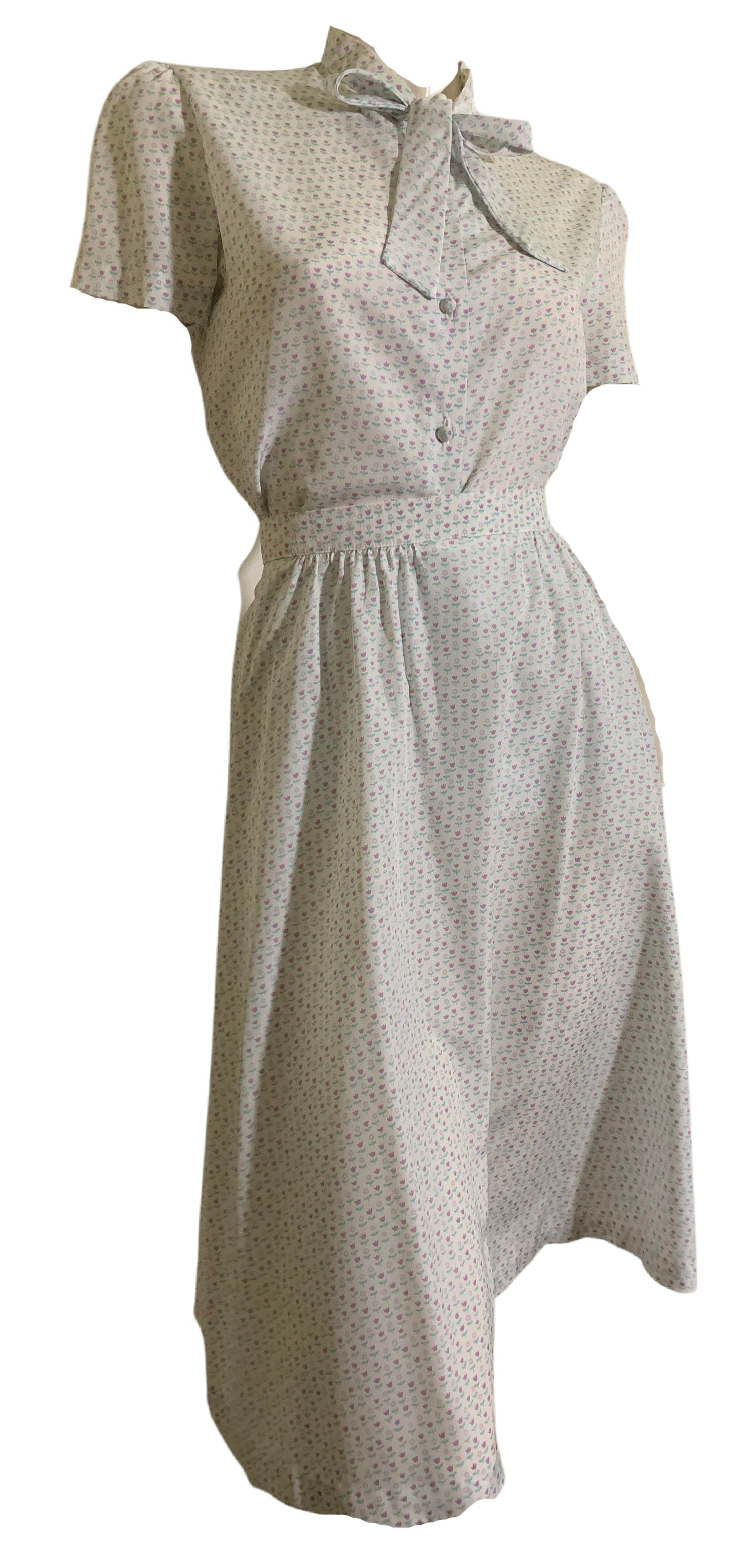 Pastel Floral Print Dress Set 2 Blouses one Skirt circa 1970s