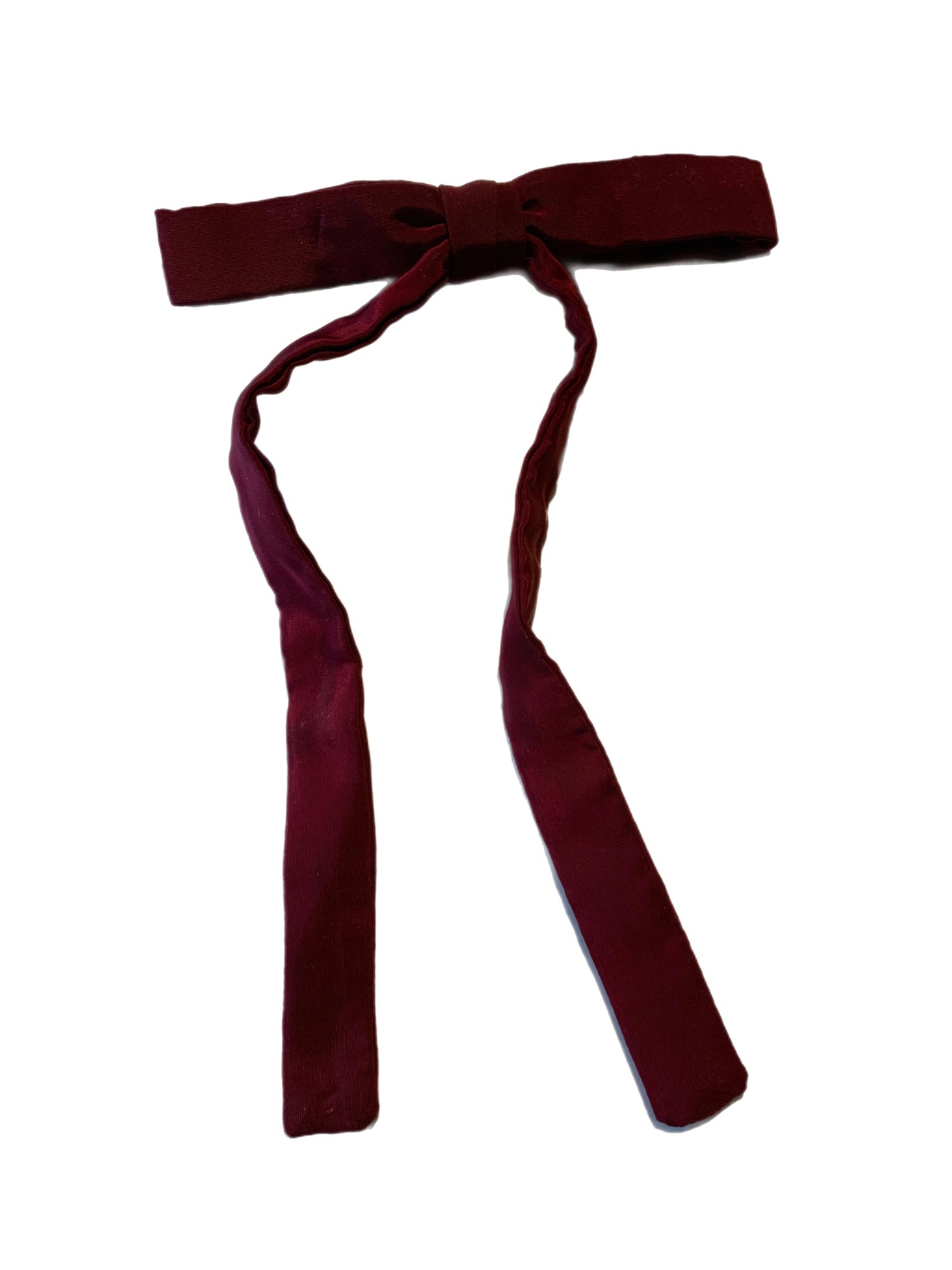 Wine Silk Clip on Western Style String Tie circa 1940s
