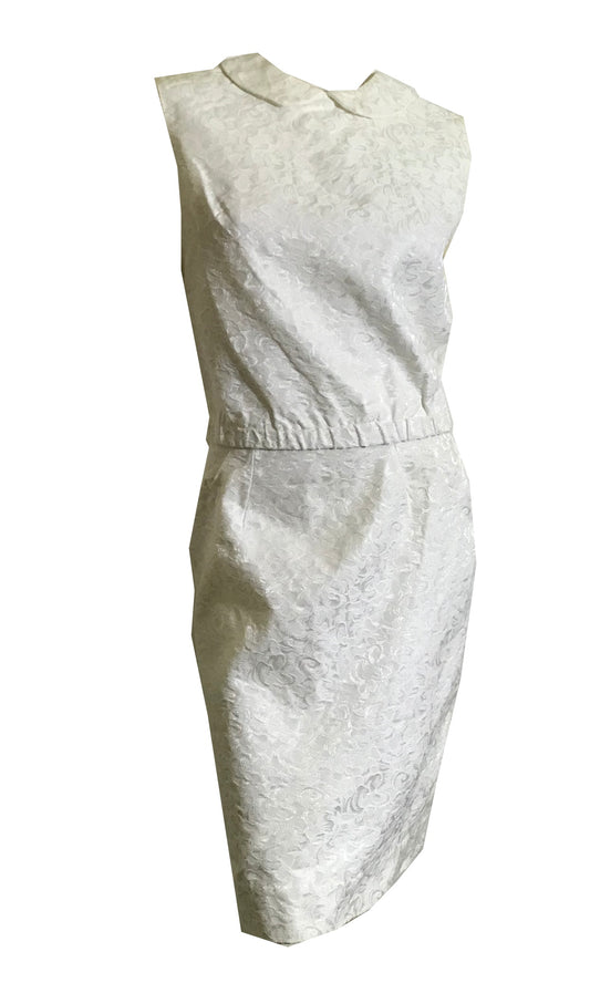 Two Piece Ivory Textured Rayon Dress Set circa 1960s