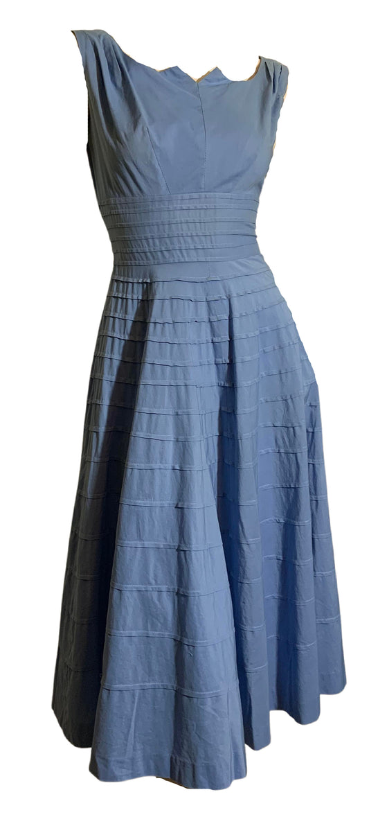 Sky Blue Cotton Sun Dress  circa 1950s