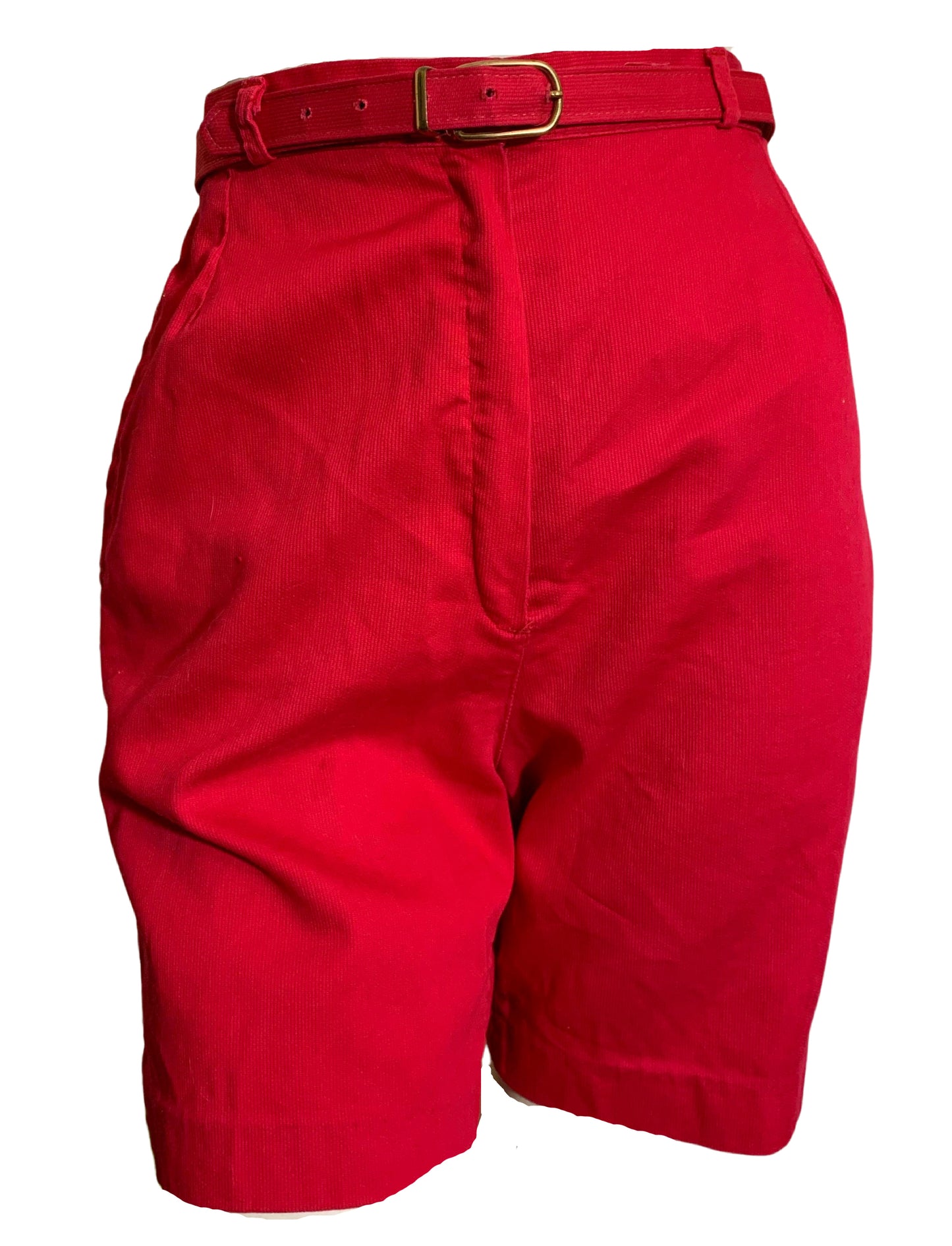 Cherry Red Cotton High Waist Shorts circa 1960s