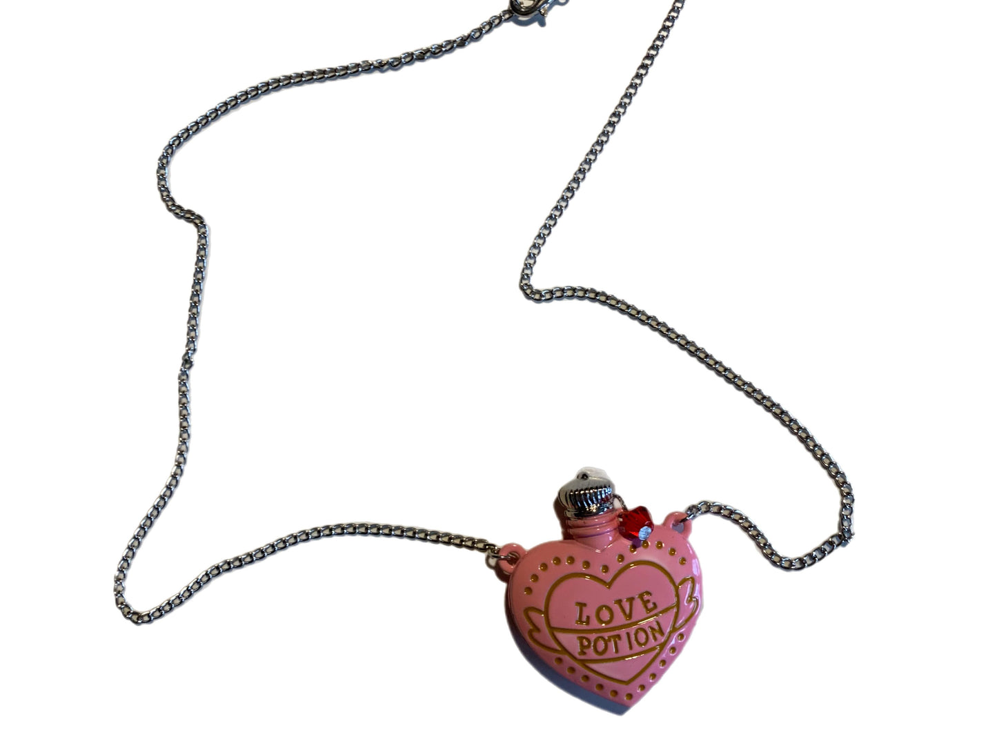 Pink Heart Love Potion Bottle Necklace