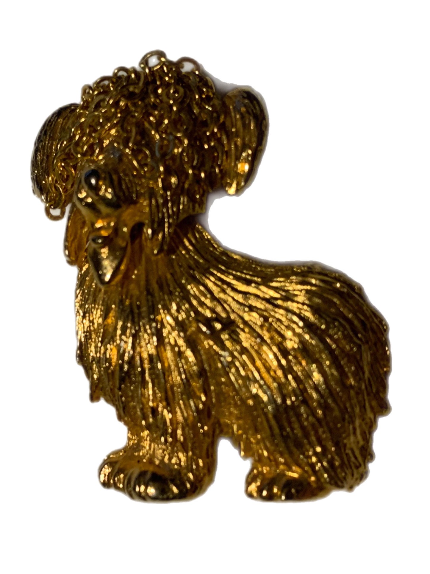 Clever English Sheepdog Brooch with Chain "Bangs" over Eyes circa 1960s