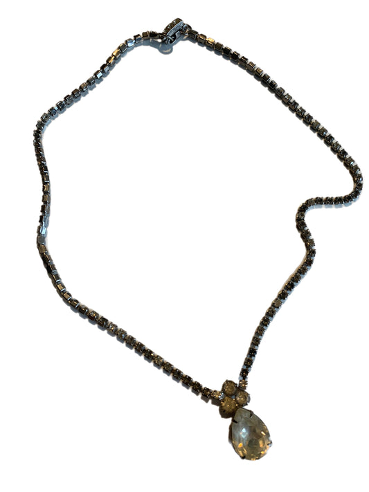 Teardrop Pendant Rhinestone Necklace circa 1950s