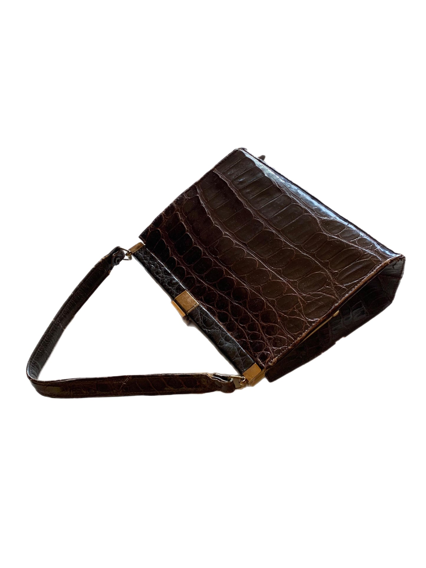 Deep Brown Alligator Skin Handbag circa 1940s