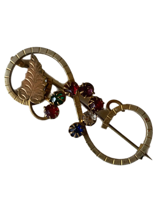 Regards Acrostic Victorian Gold Brooch with Czech Glass circa Late 1800s