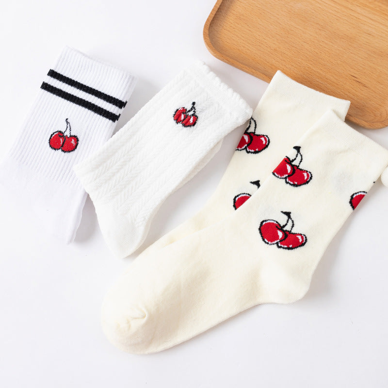 Summery Sweet Cherry Design Ankle Socks 4 Styles