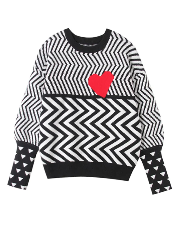 Heartbeat- the New Wave Striped Heart Sweater