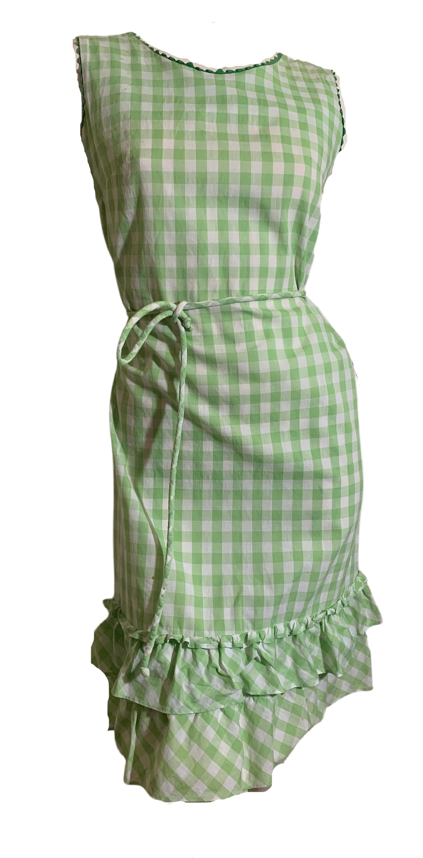 Lime Green Gingham Cotton Shift Dress circa 1960s