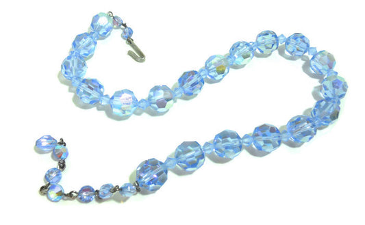 Aurora Borealis Pale Blue Crystal Necklace circa 1950s