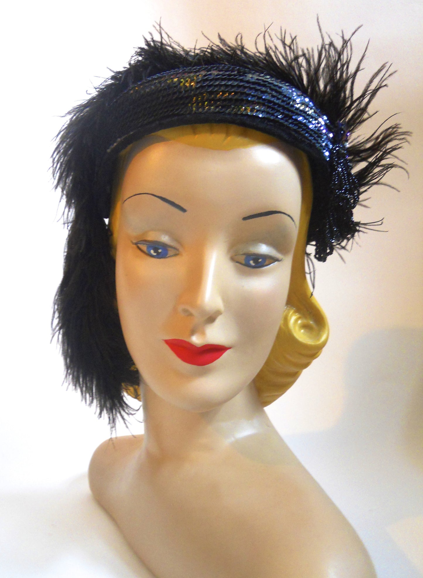 Marabou and Sequins Showgirl Style Hat circa 1960s