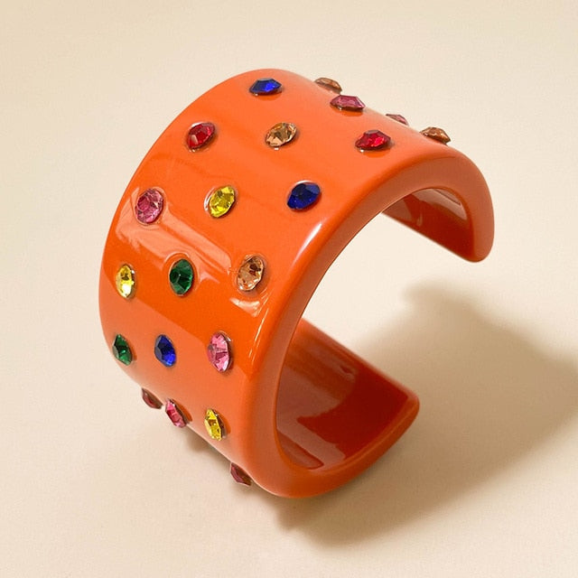 Darlene- the Multicolored Rhinestone Studded 1950s Style Cuff Bracelet 7 Colors