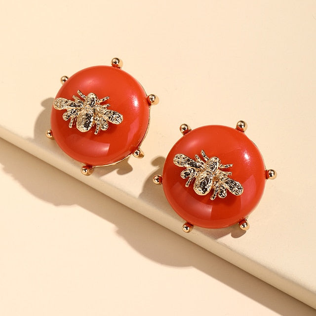 Bumble- the Honey Bee Studded Dome Earrings 7 Colors