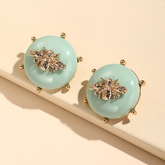 Bumble- the Honey Bee Studded Dome Earrings 7 Colors