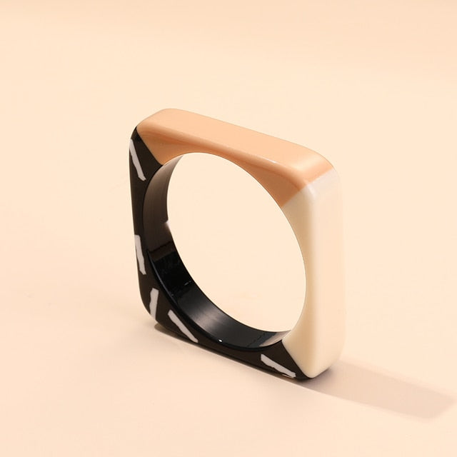 New Wave- the 80s Style Acrylic Squared Bangle Bracelet