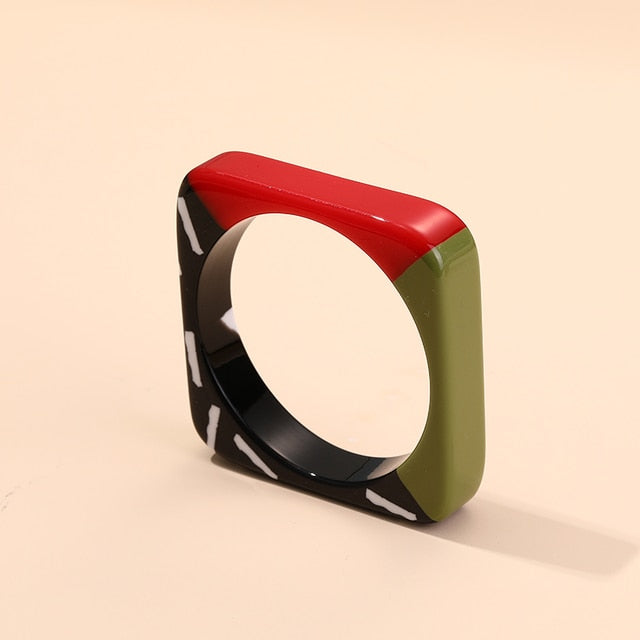 New Wave- the 80s Style Acrylic Squared Bangle Bracelet