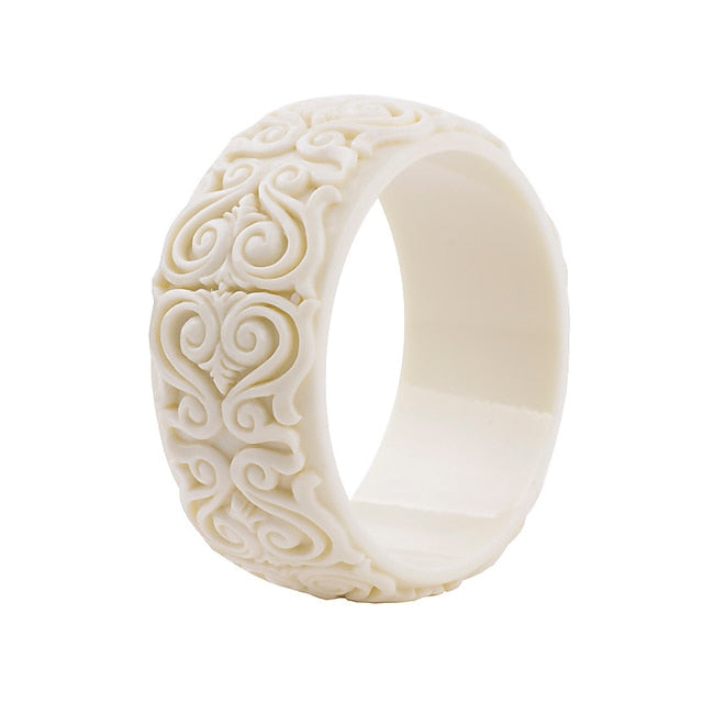 Scroll By- the Scrollwork Carved Acrylic Bangle Bracelet 11 Colors