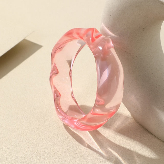 Iced- the Clear Colored Acrylic Bangle Bracelet 15 Colors