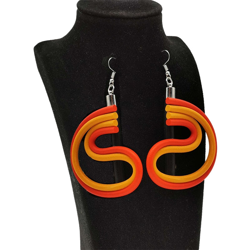 Top 40- the 70s Style Orange Yellow Swirl Earrings