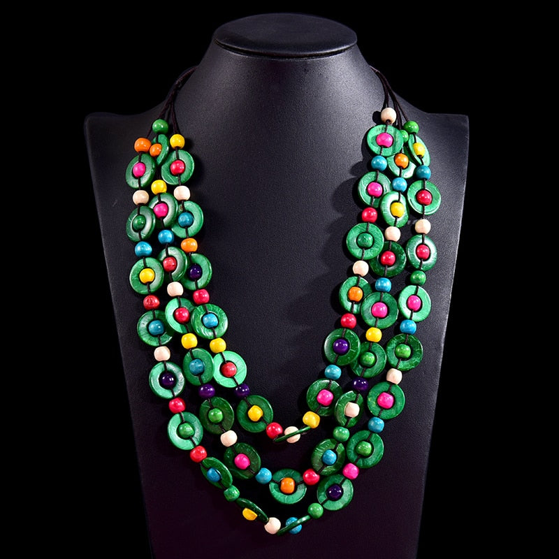Candy Dots- the Wooden Bead Multi-strand Necklace 13 Color Ways
