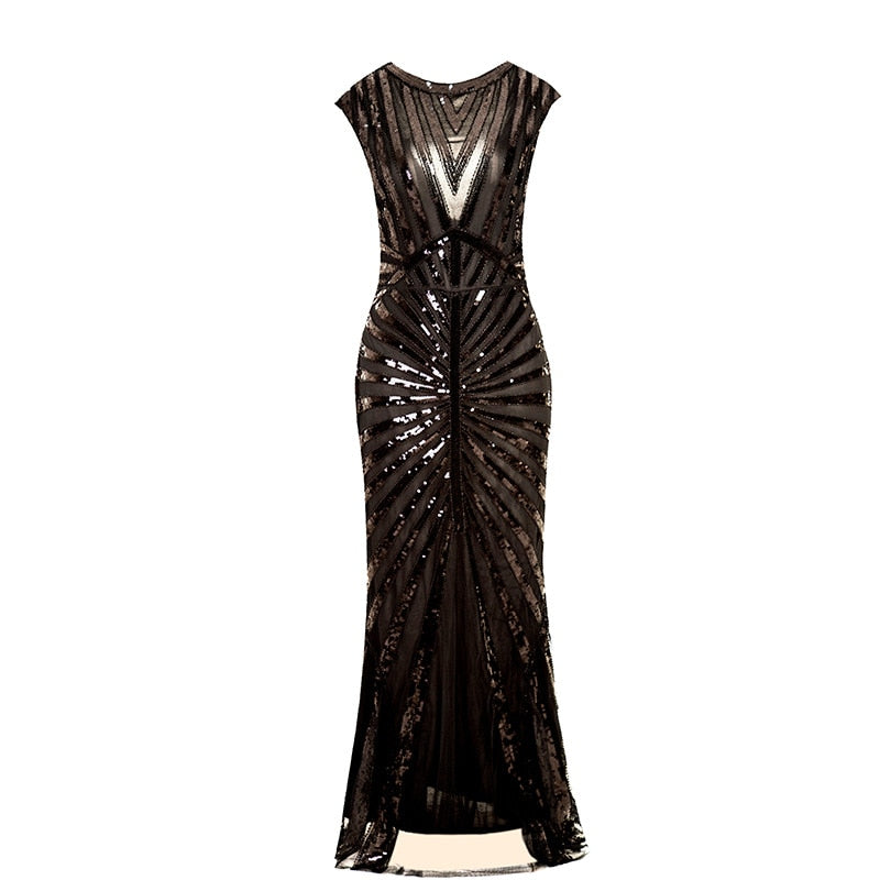Gatsby- the Full Length Sequined and Beaded 1920s Style Dress