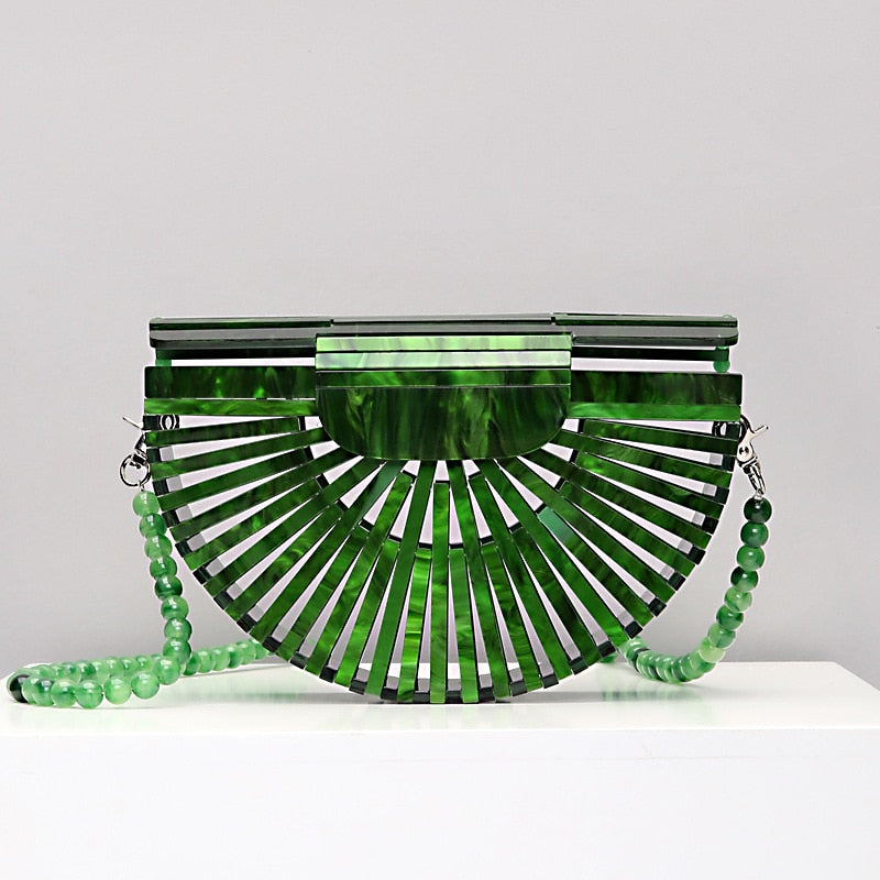 Rita- the Fan Shaped Marbled Acrylic 1940s Style Handbag 4 Colors