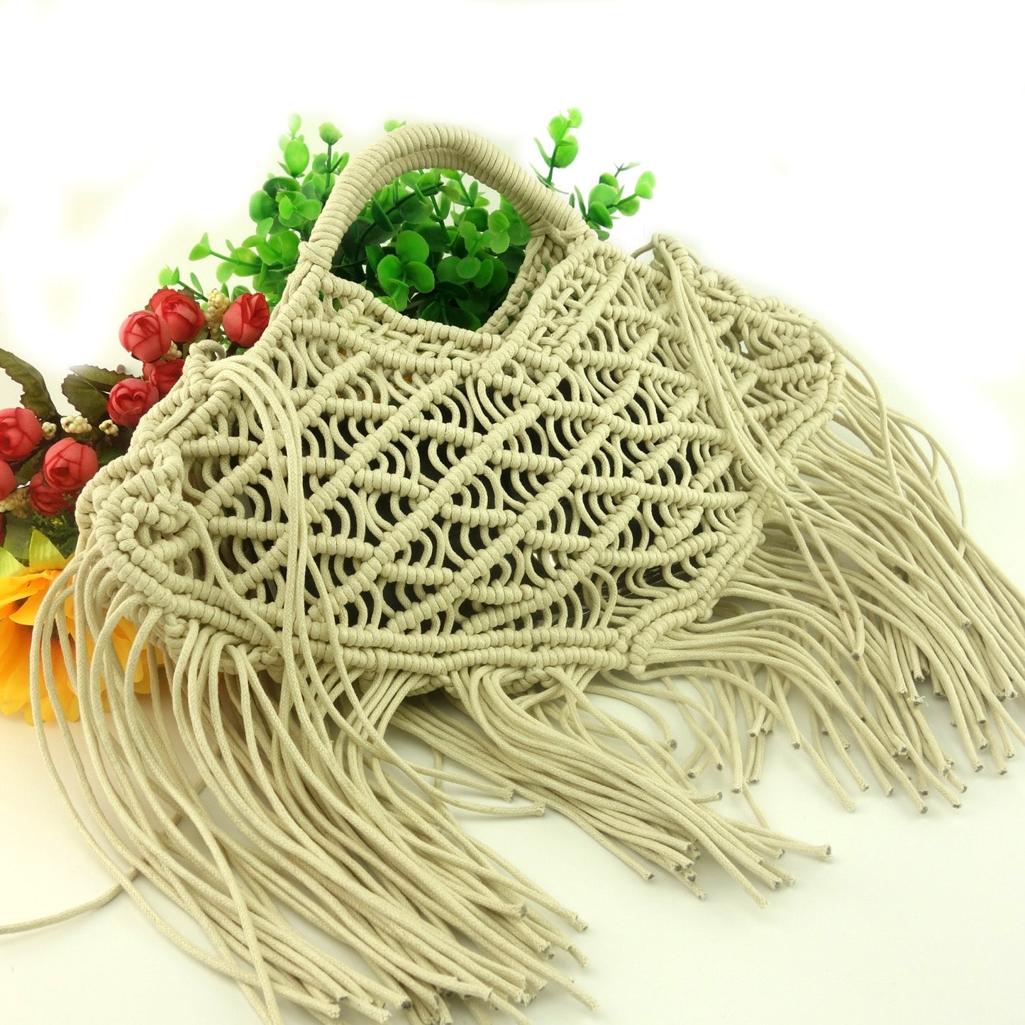 Fringe- Macrame 1970s Inspired Handbag with Mega Fringe