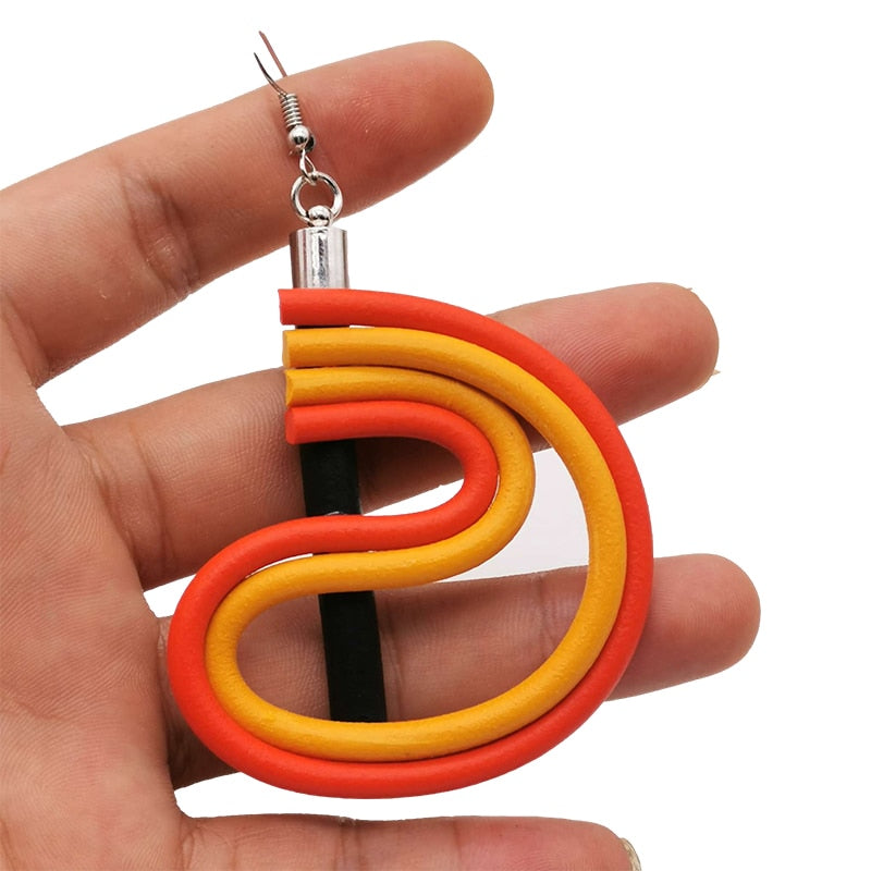 Top 40- the 70s Style Orange Yellow Swirl Earrings