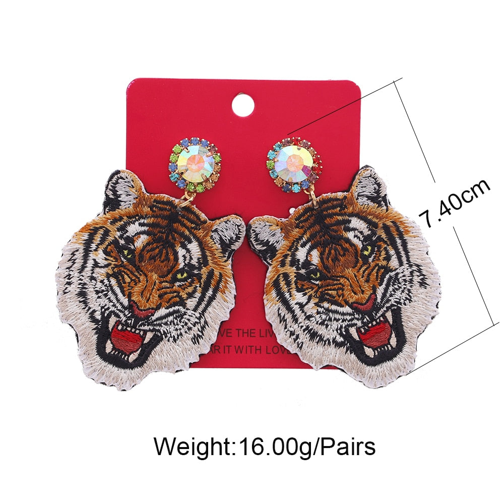 Claw- the Tiger's Head Dangle Rhinestone Earrings 4 Styles