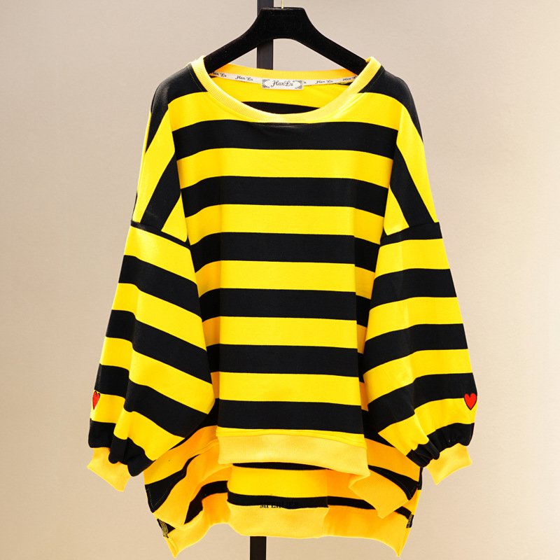Bee Girl- the 90s Inspired Striped Oversized Sweater Plus Sizes 2 Color Ways