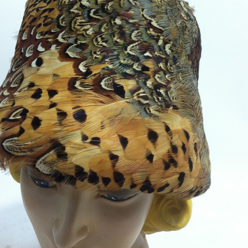 Brilliant Pheasant Feather Bucket Hat circa 1960s