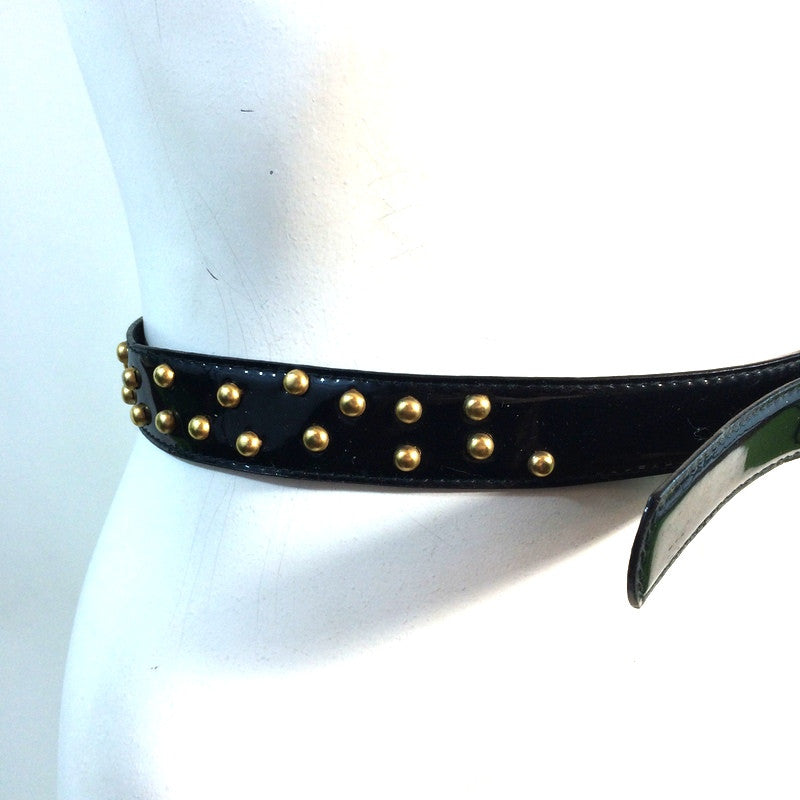 Rocker Chic Black Patent Vinyl Studded Belt circa 1980s