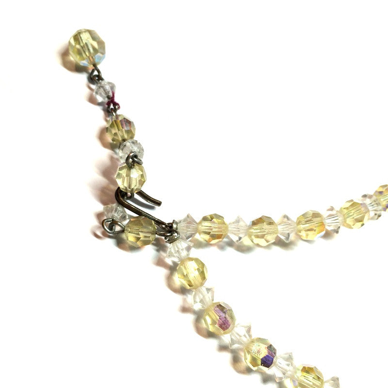 Elegant Pale Yellow and Clear Crystal Necklace circa 1960s