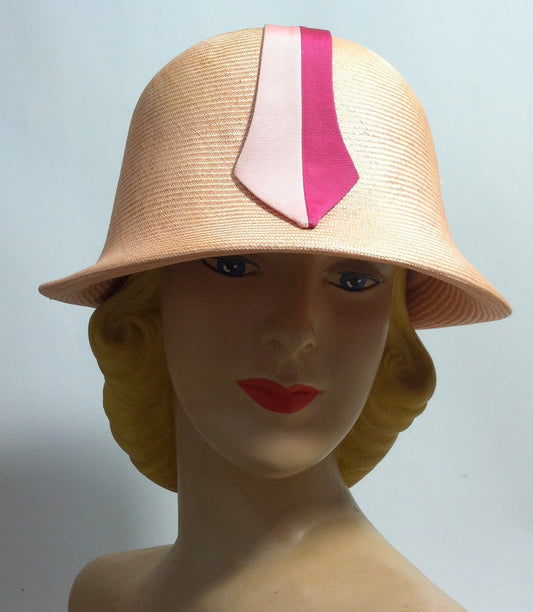 Two Tone Pink Mod Cloche Hat circa 1960s Dorothea's Closet Vintage Hat 