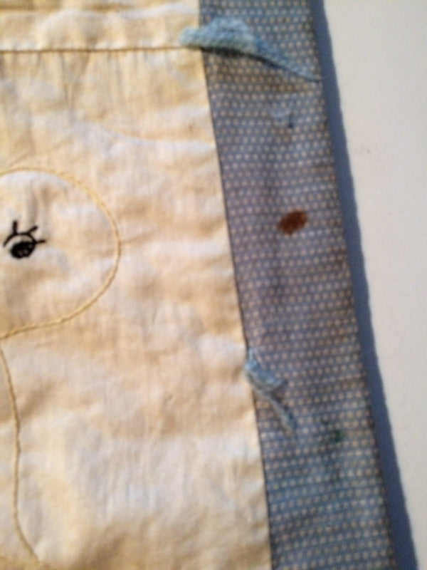Ducky Embroidered Baby Crib Quilt circa 1920s