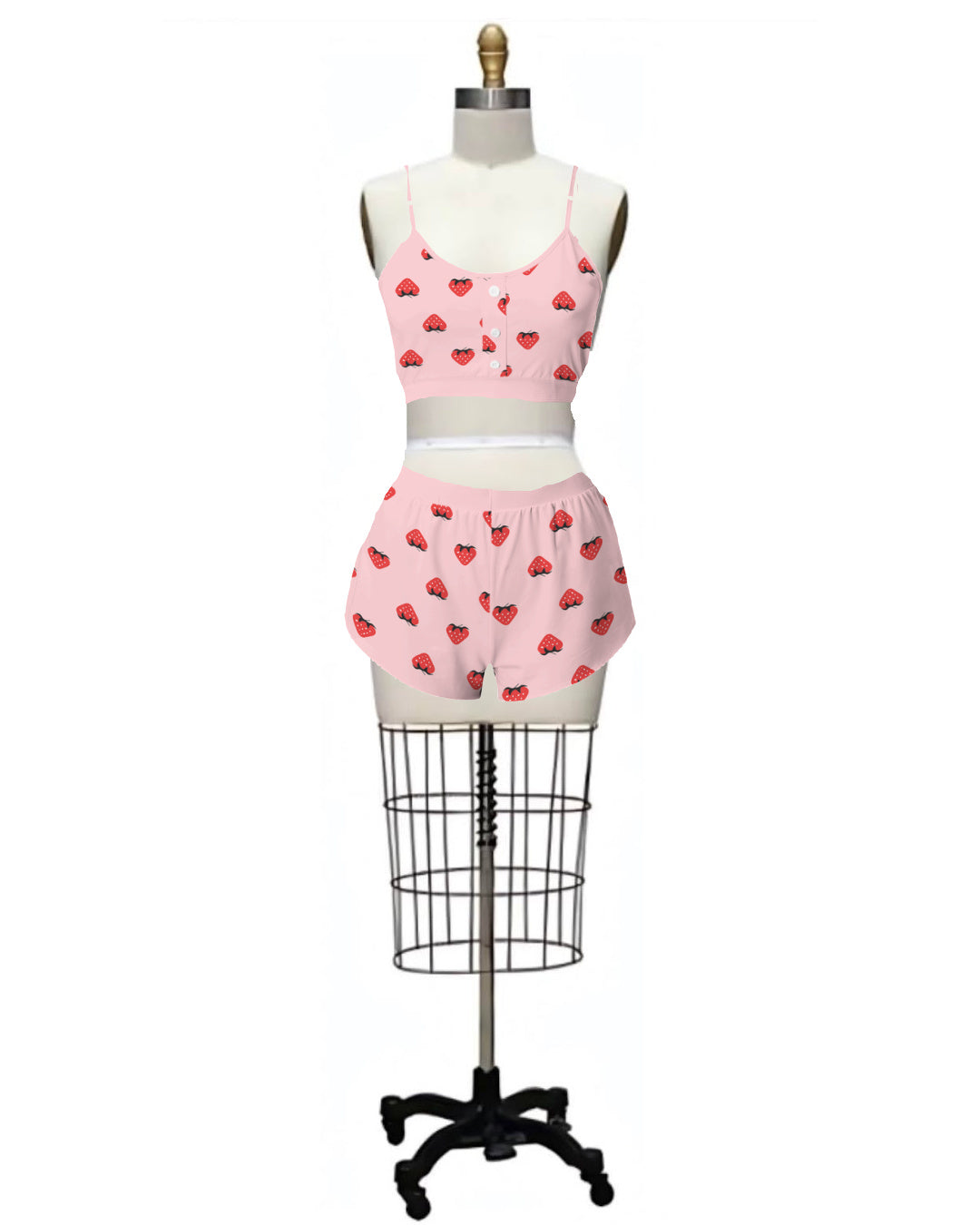 Berry- the Strawberry Print Bra Top and Shorts PJ Set
