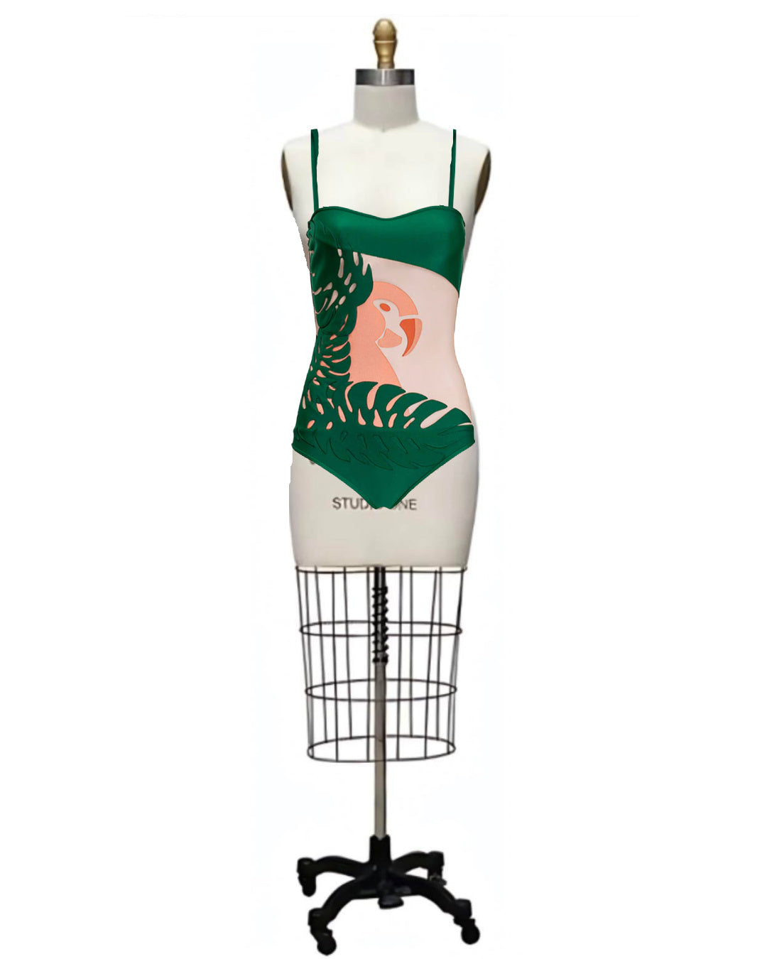 Miami Nice- the 1980s Miami Art Deco Inspired Swimsuit or Sarong with Parrot