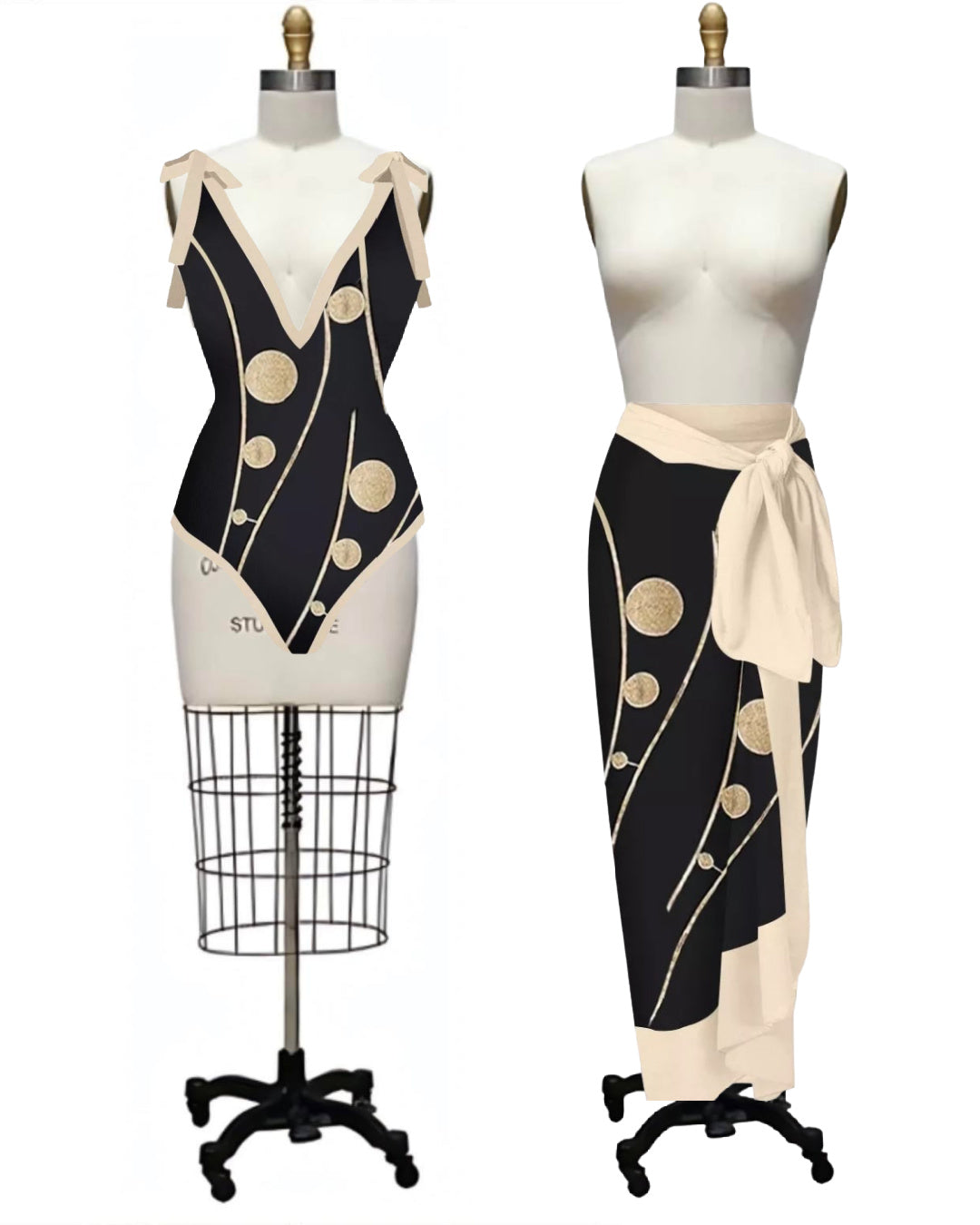 Deco- the Art Deco Moon Swimsuit or Sarong