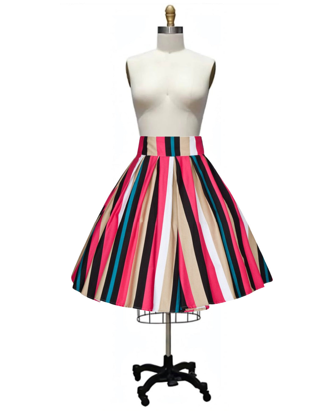 Ringling- the Circus Striped 50s Style Full Skirt 2 Prints