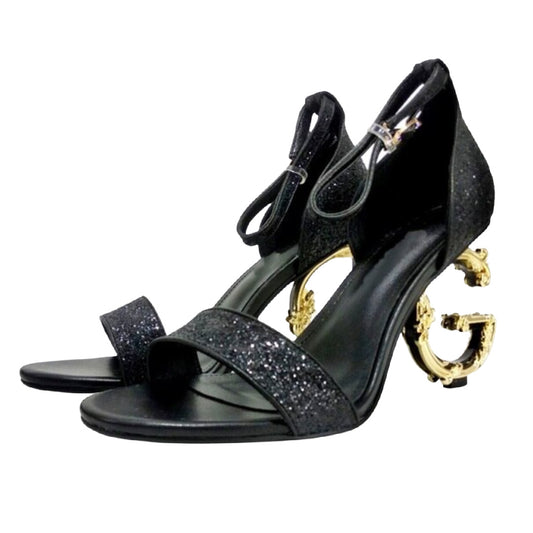 Lettered- the DG Heel Black Strappy High Heel Shoes 4 Colors