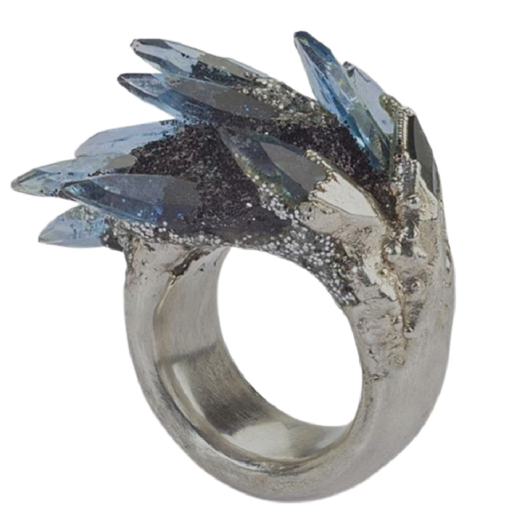 Quartz- the Blue Crystal Stalagmite Ring