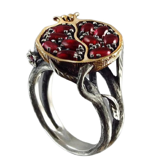 Juicy- the Blood Red Pomegranate Ring 2 Color Ways